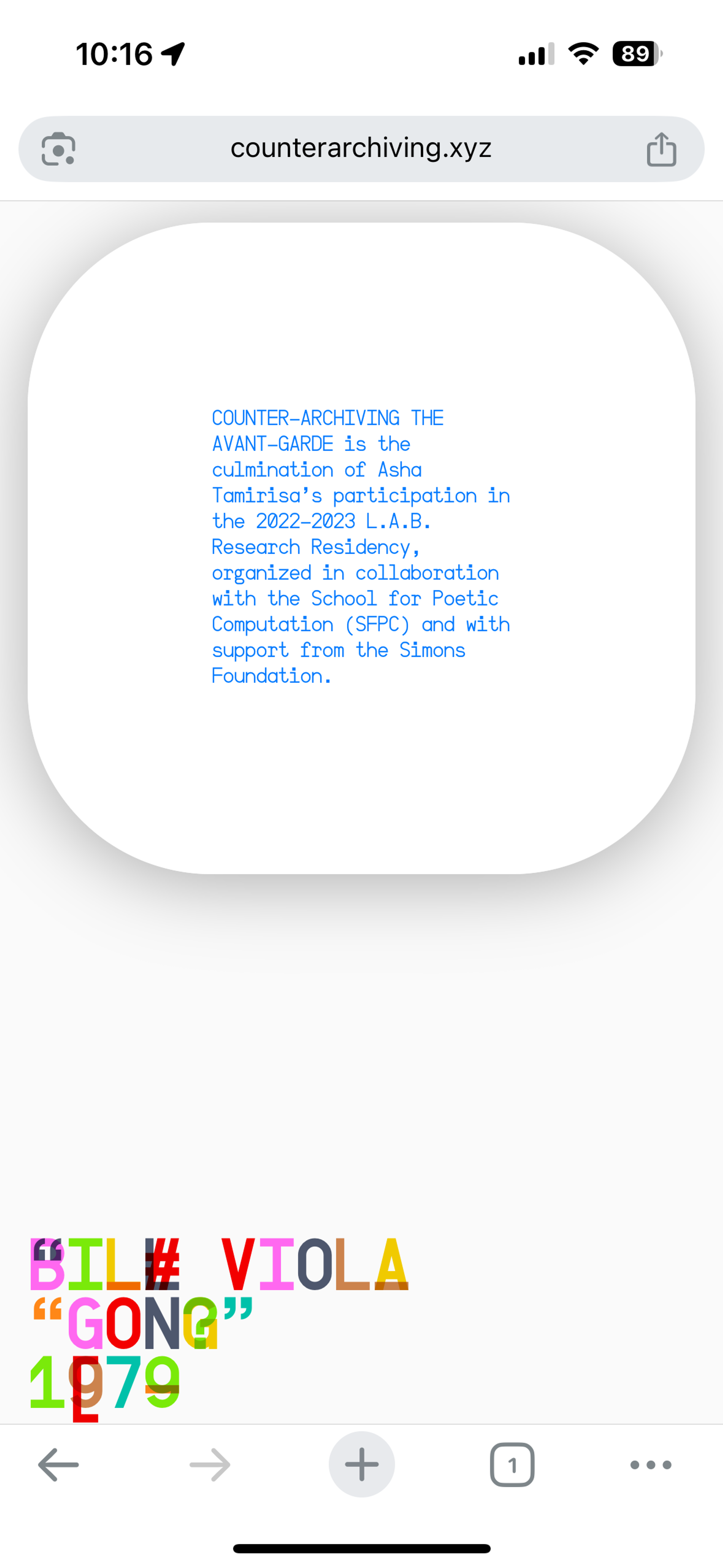 mobile view of website with text and various shapes . Copyright Cotton Design, Talia Cotton