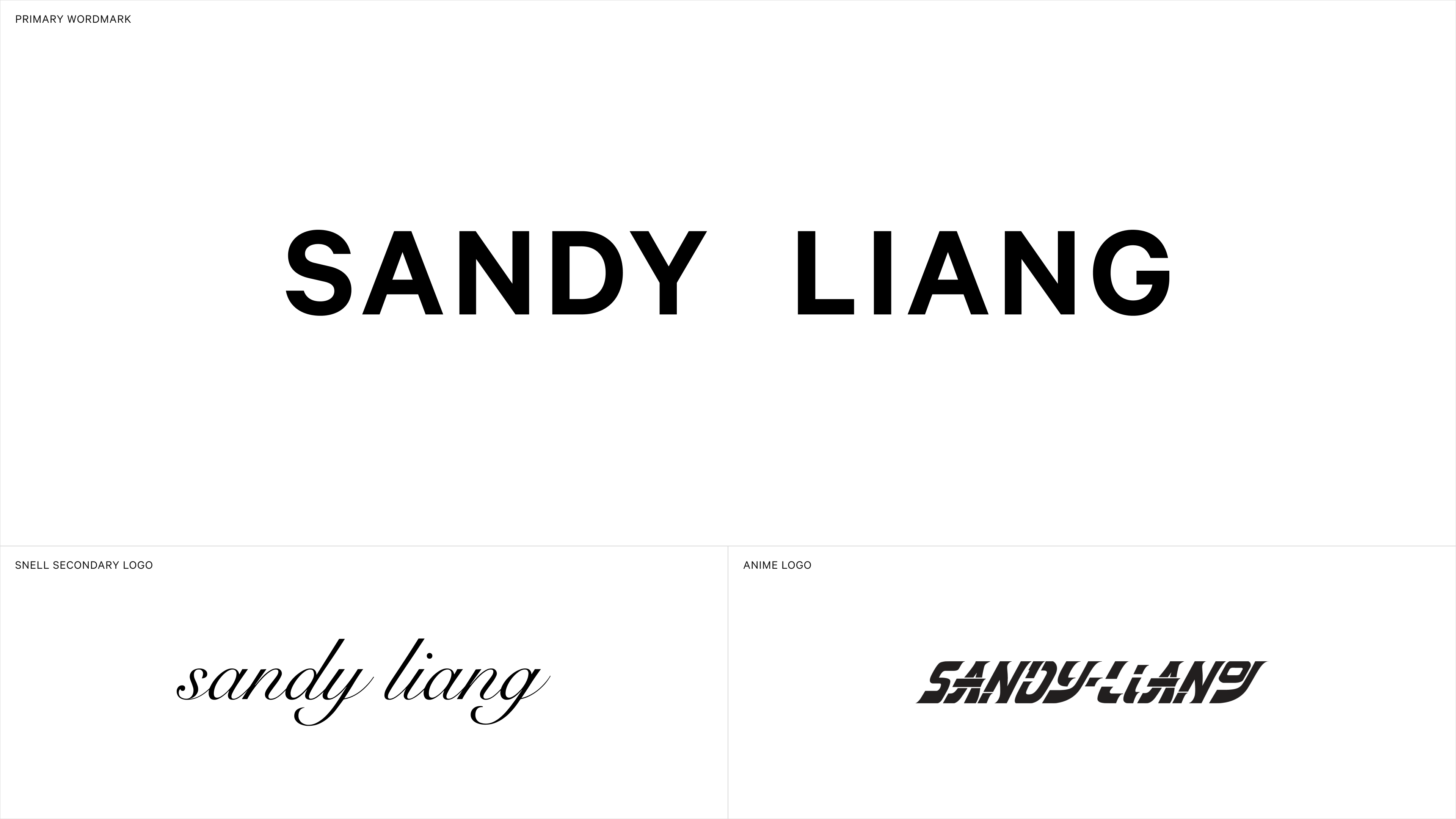 Sandy Liang logos collection on a white background. Copyright Cotton Design, Talia Cotton