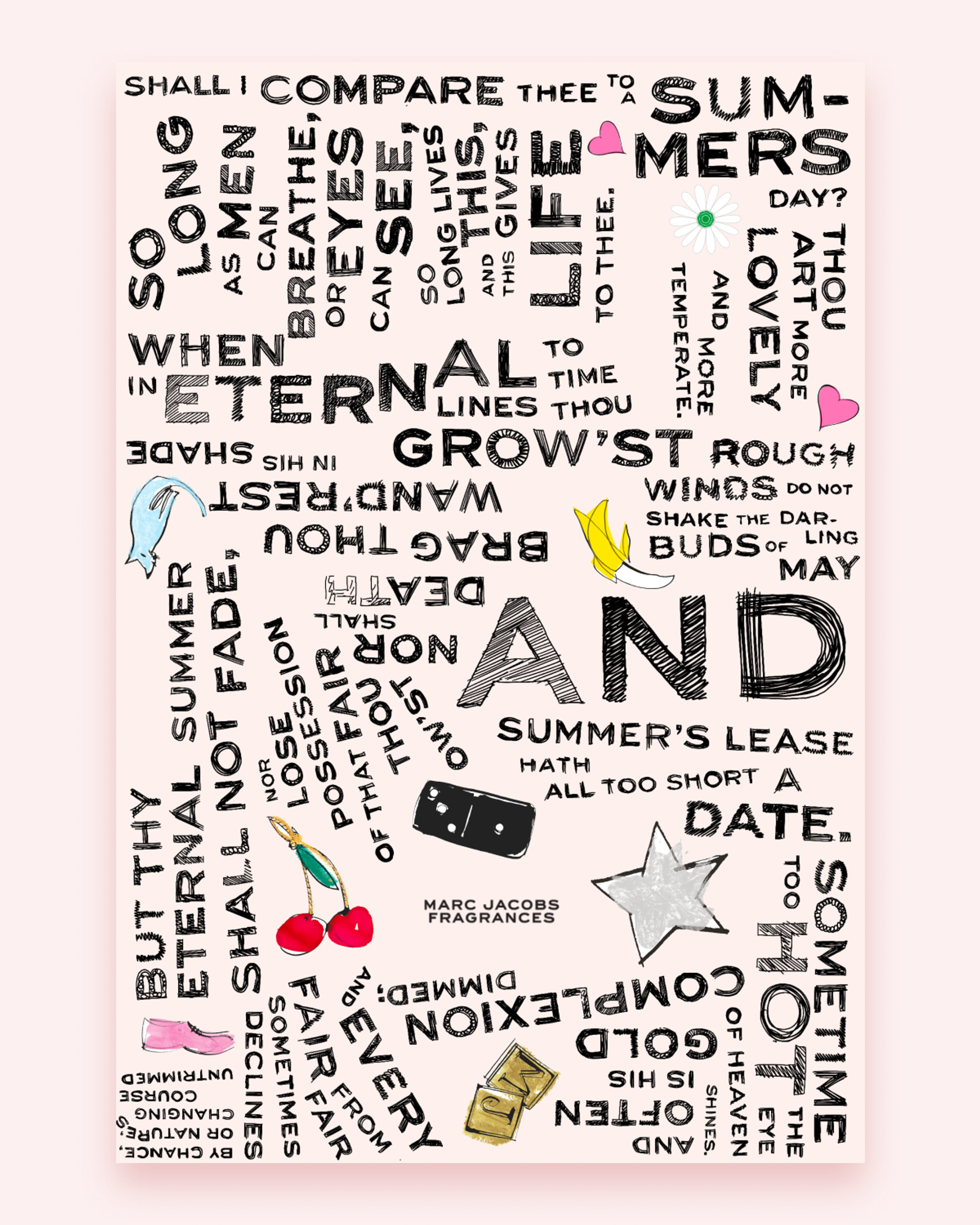 Cute stickers and letters on pink background. Copyright Cotton Design, Talia Cotton