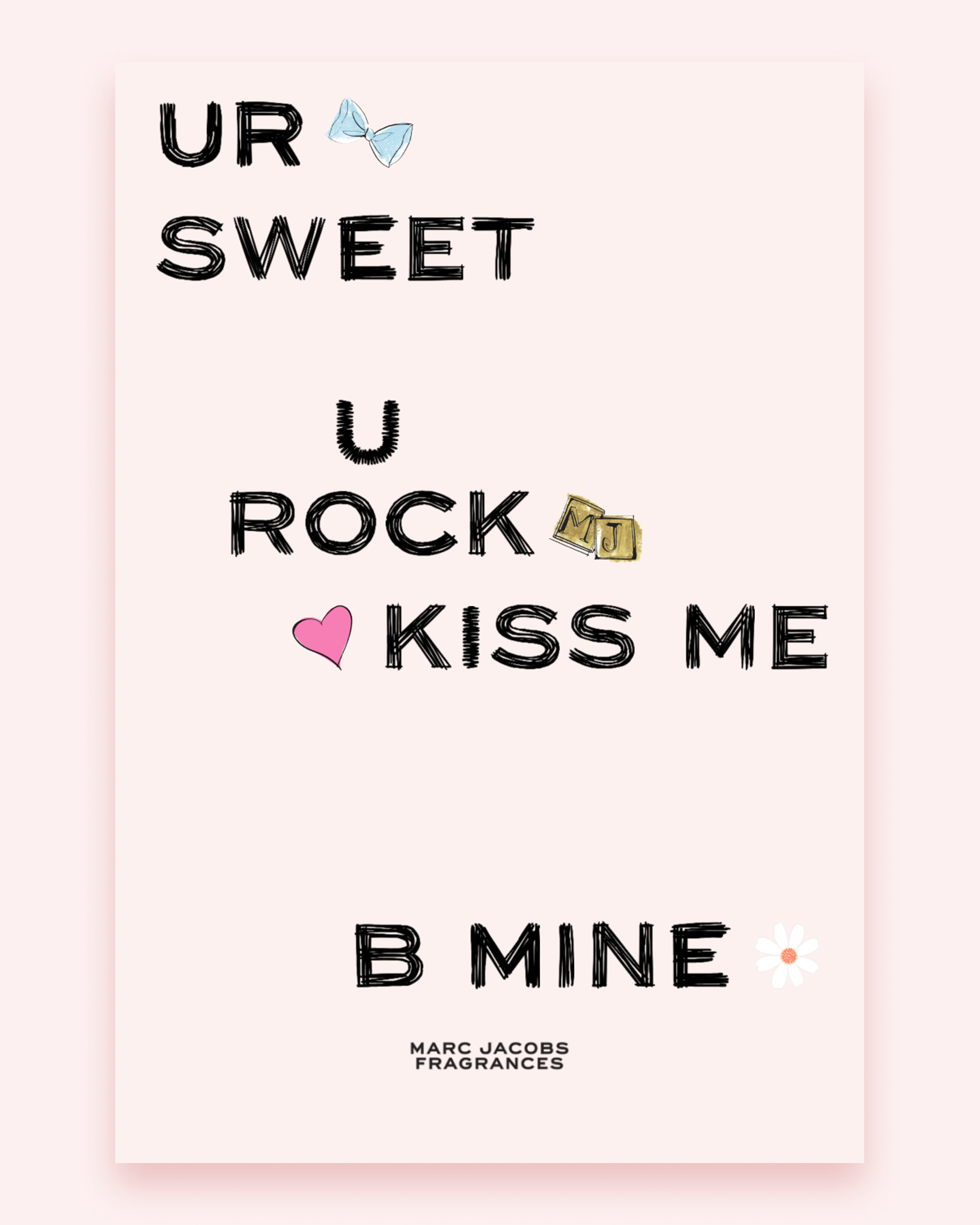 Cute stickers and letters on pink background. Copyright Cotton Design, Talia Cotton