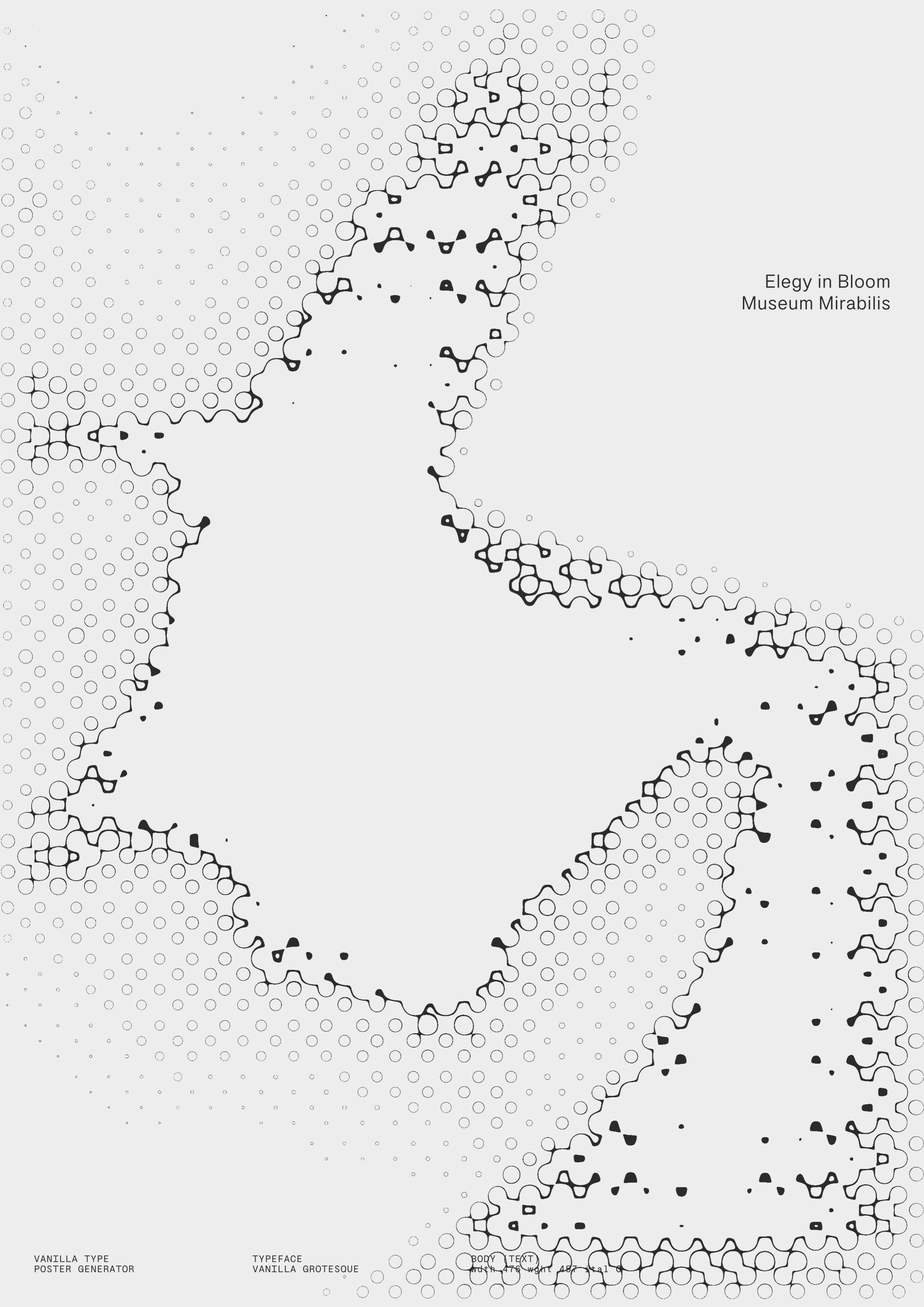 Bird silhouette made of dots with text underneath.. Copyright Cotton Design, Talia Cotton