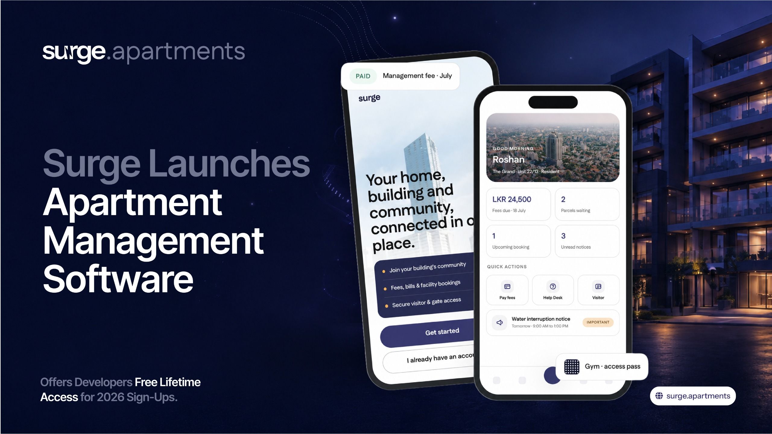 Surge Launches Apartment Management Software, Offers Developers Free Lifetime Access for 2026 Sign-Ups.