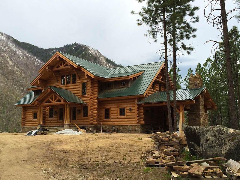 Metal log cabin roof