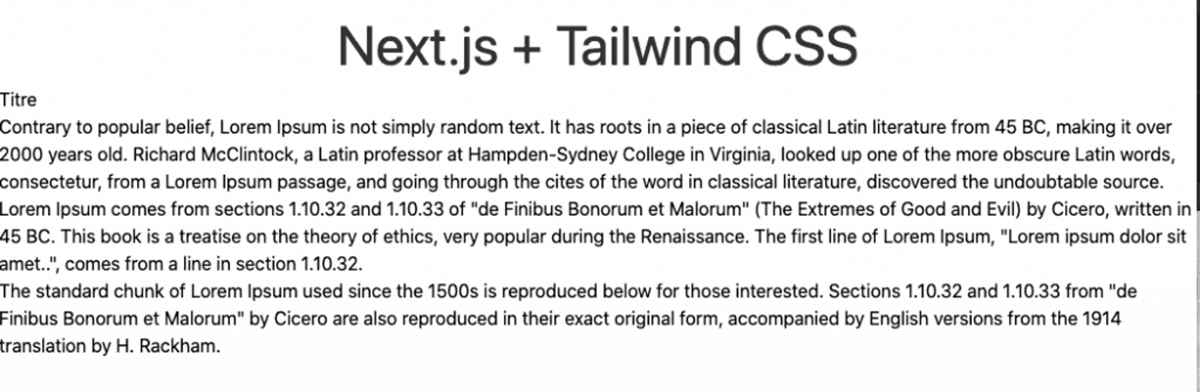 Exemple d'un composant Next JS mis en forme avec tailwindcss