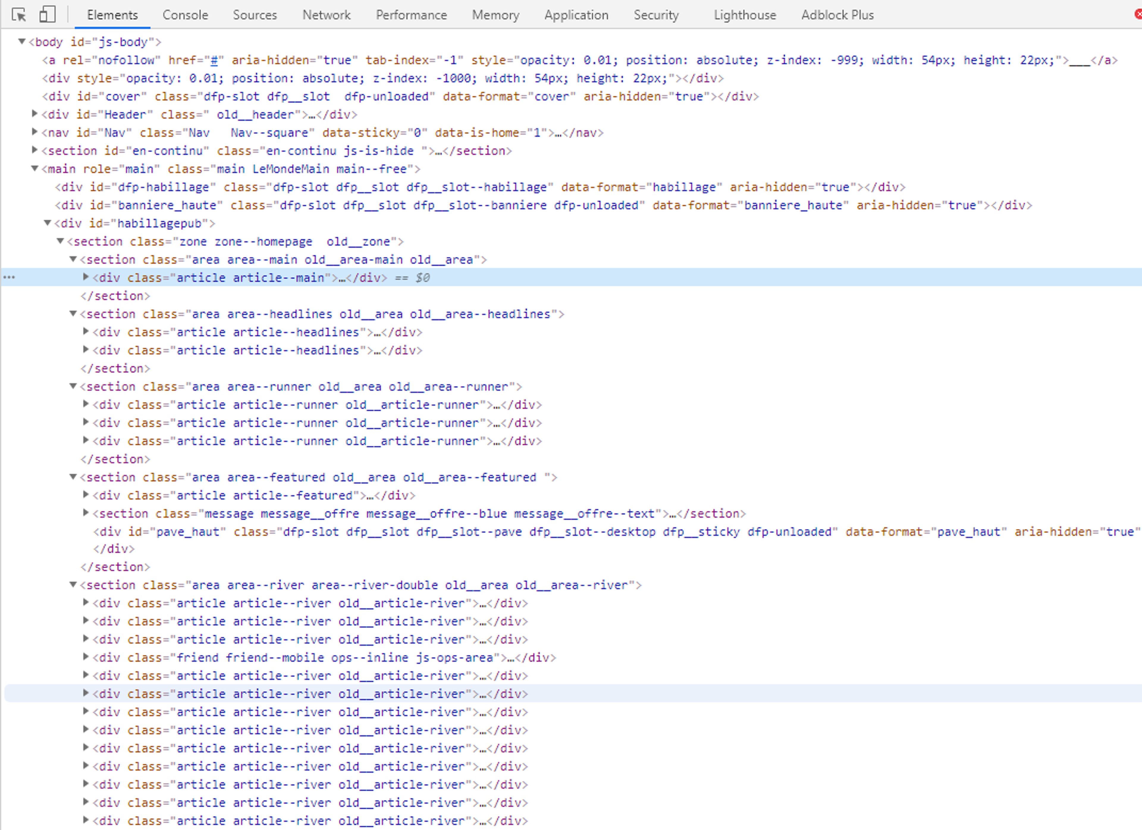 DOM parcouru en web scrapping php