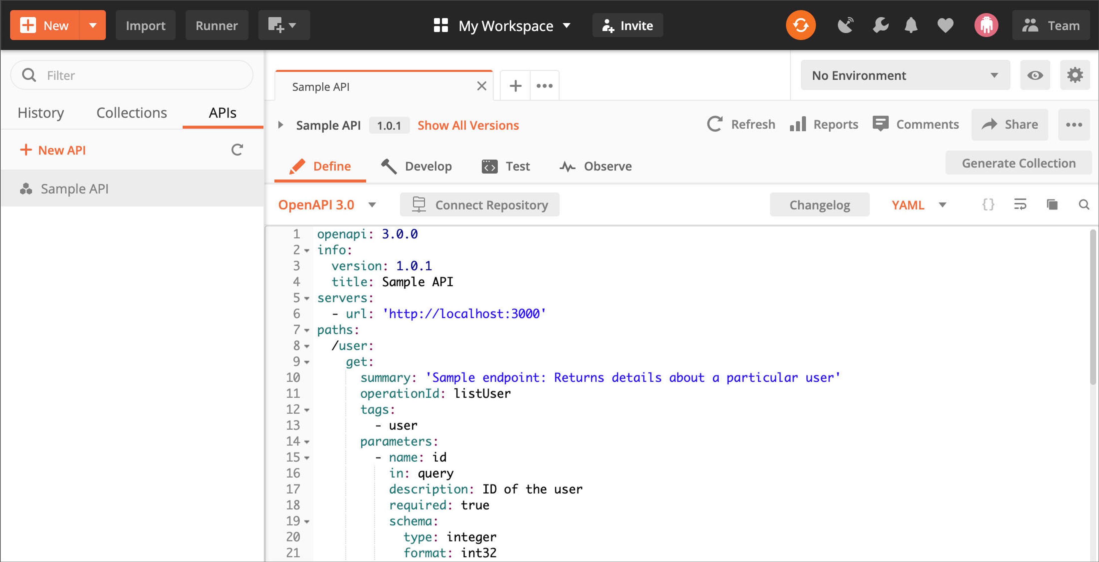 Postman propose également une API Builder pour créer directement une API
