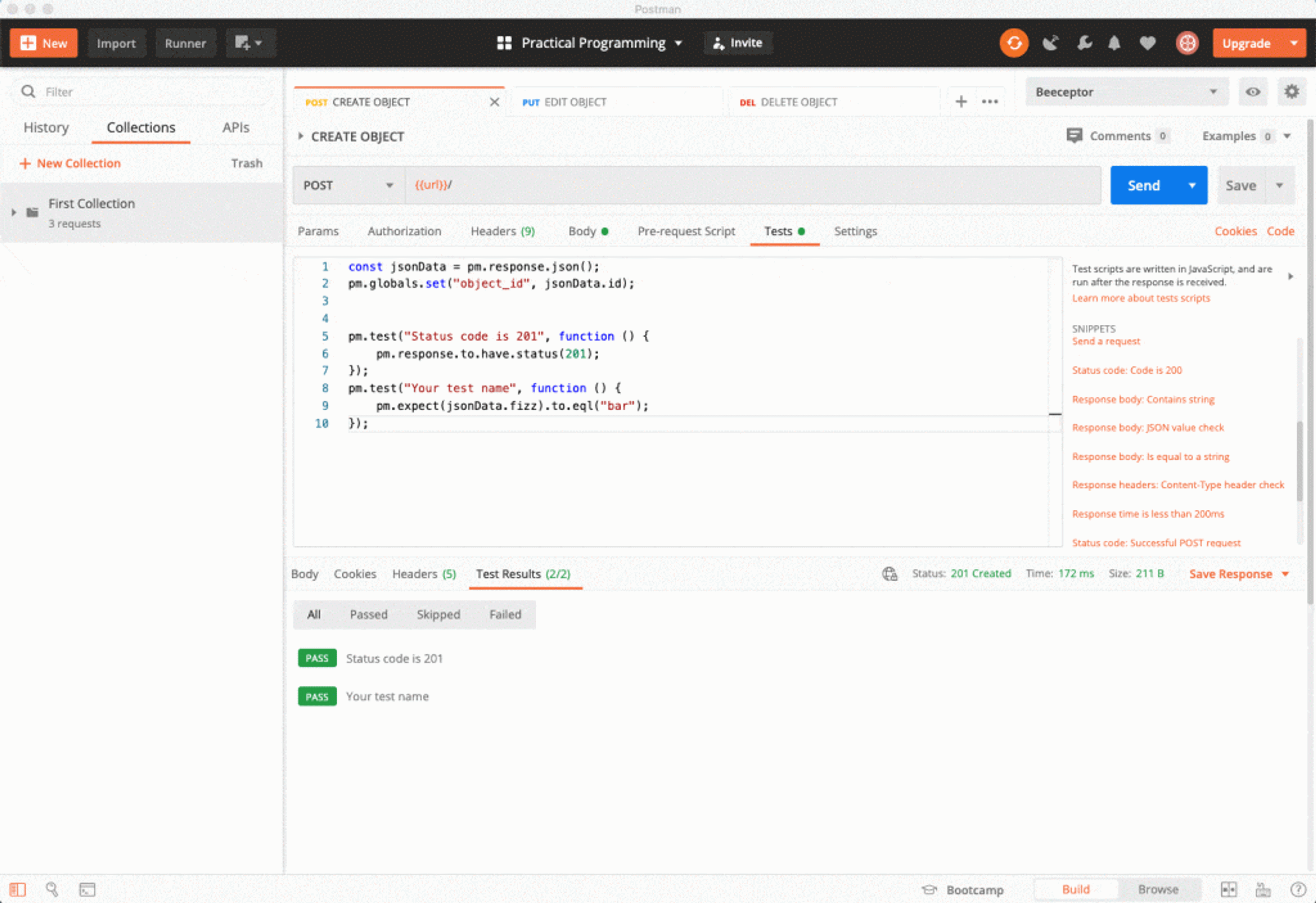 ajout d'un postman monitor pour lancer son test api