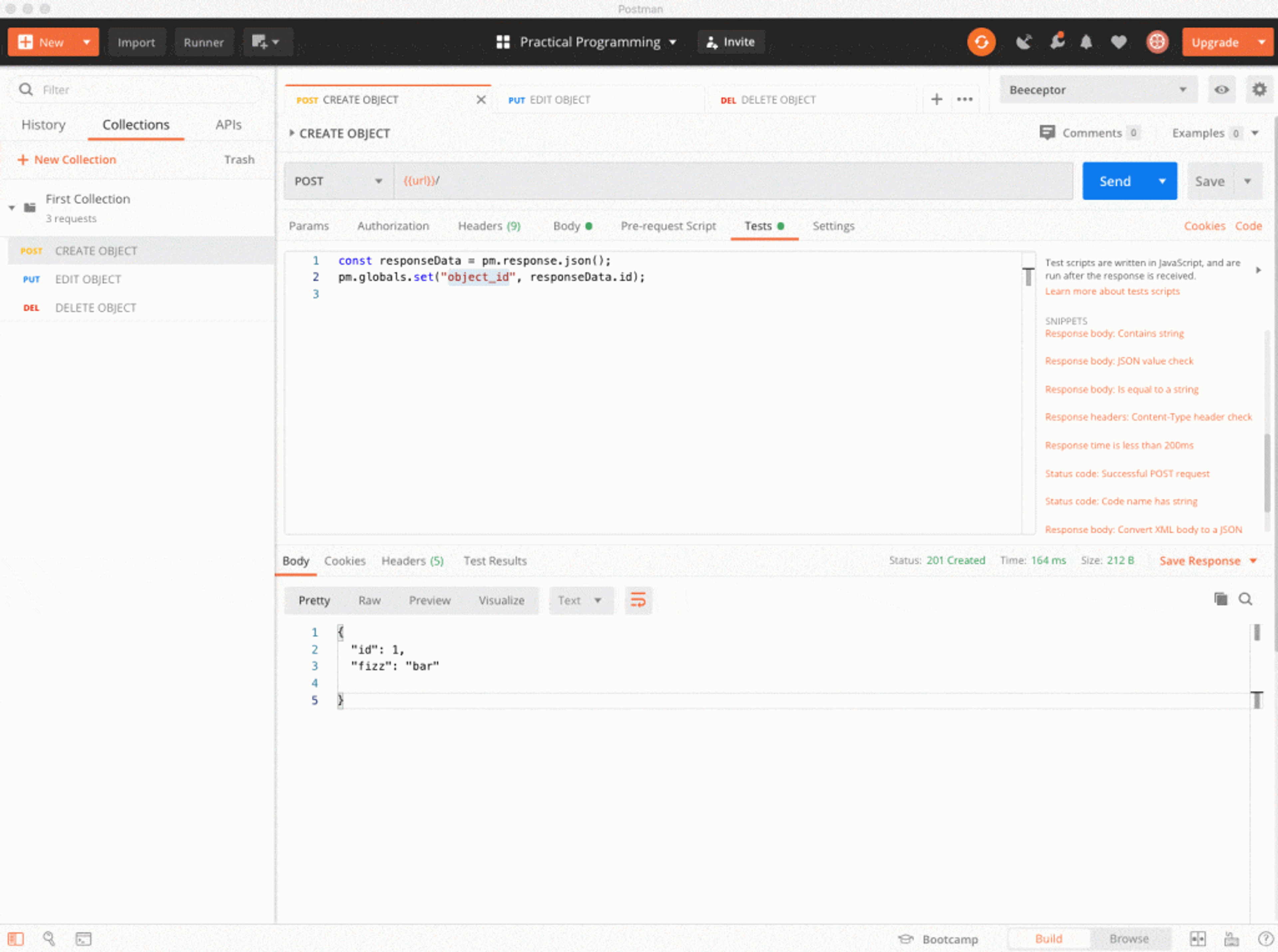 définir une variable dynamiquement postman