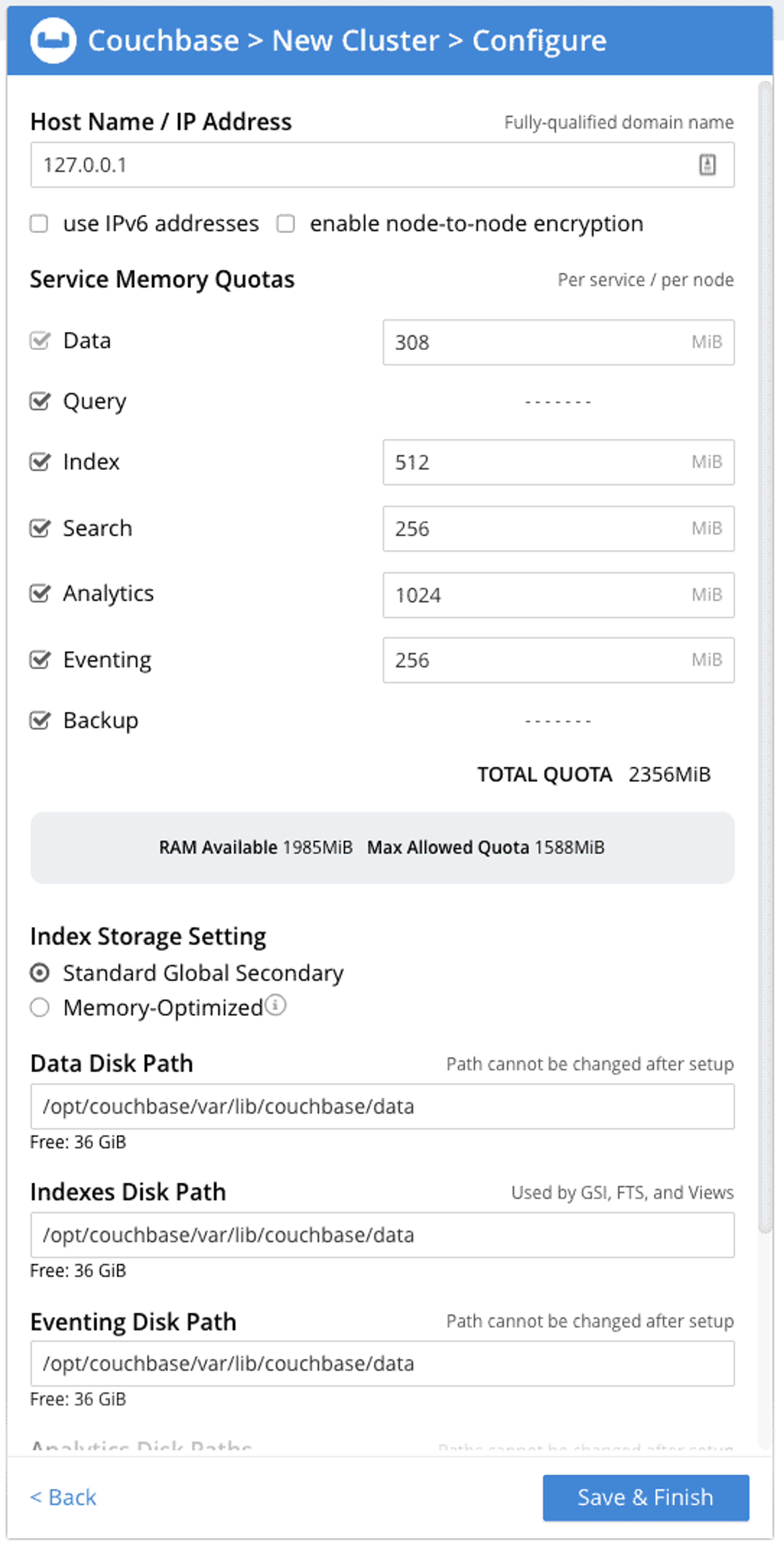 Couchbase memory allocation