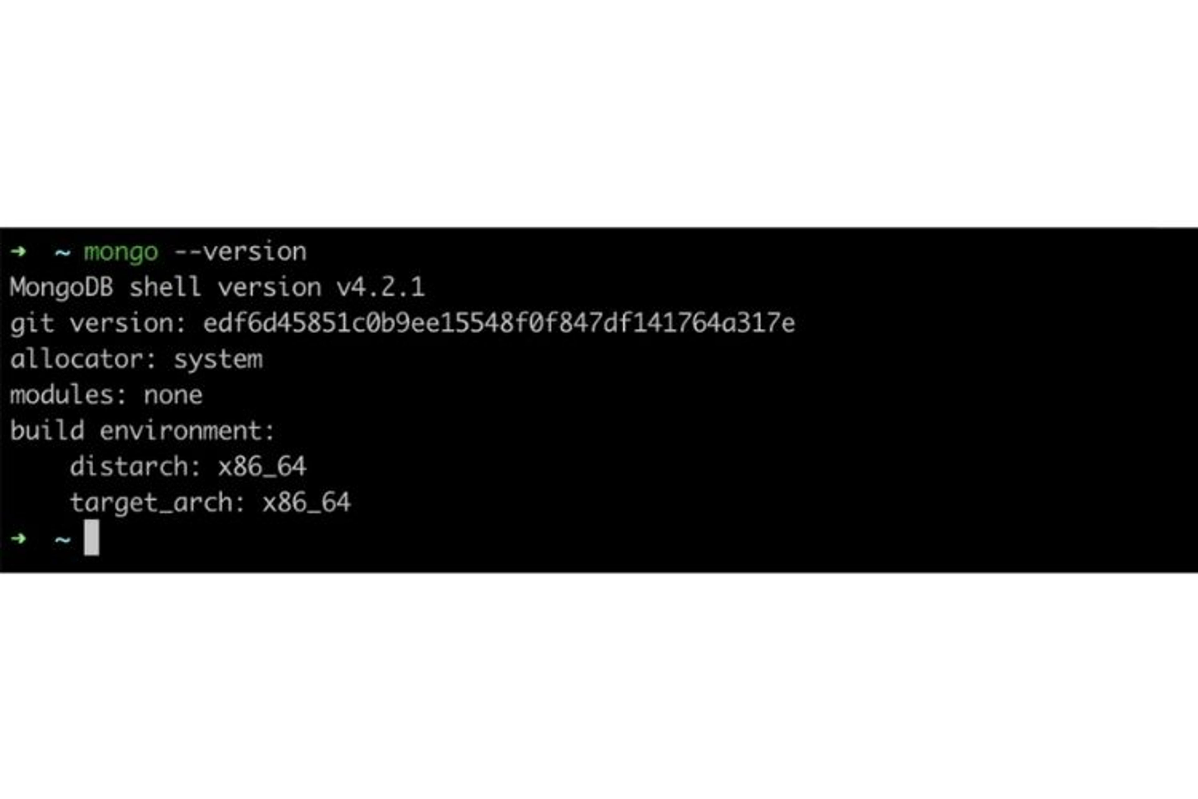La commande mongo --version permet de vérifier quelle version de Mongodb a été installée sur votre machine