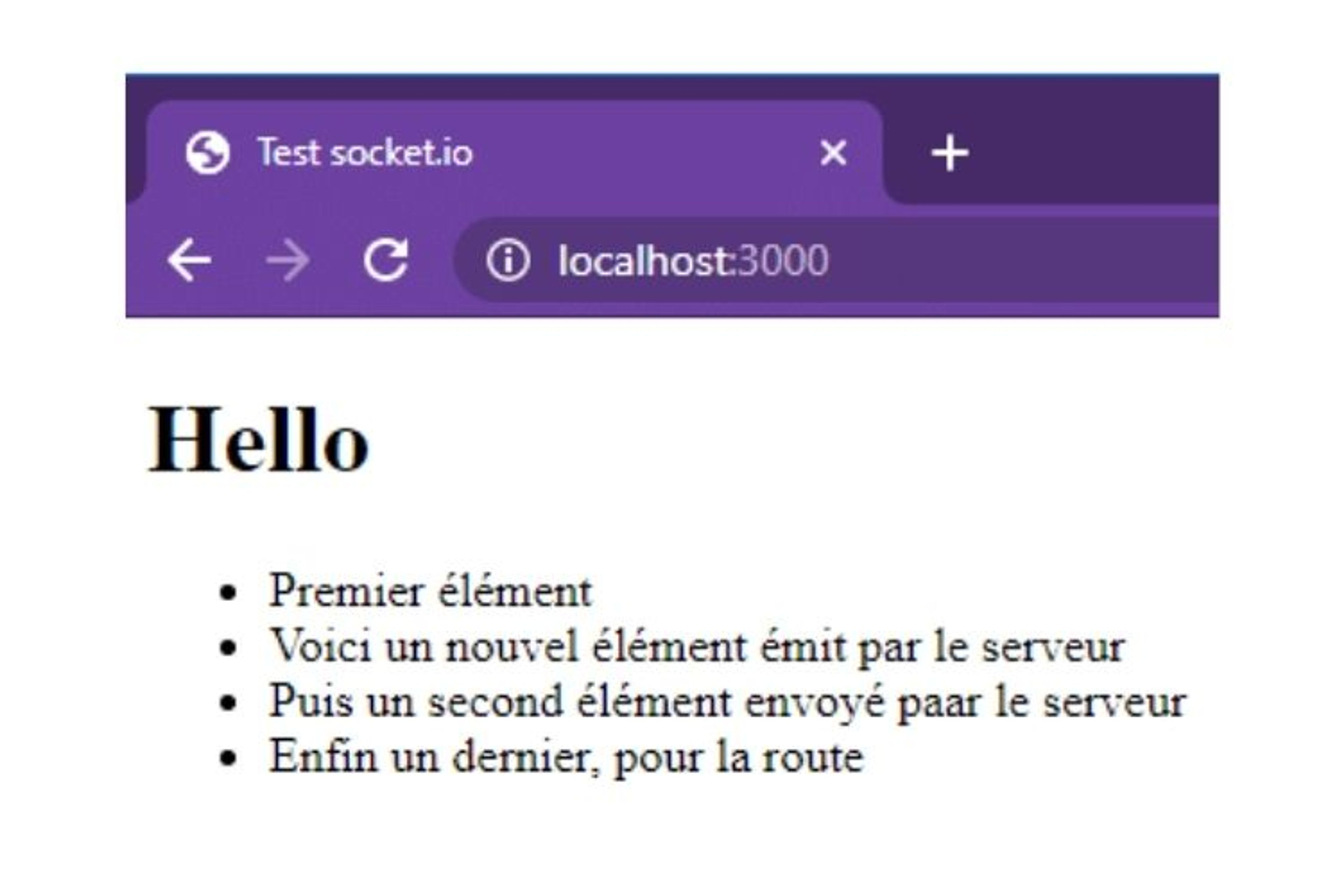 hello world socket.io création evenement