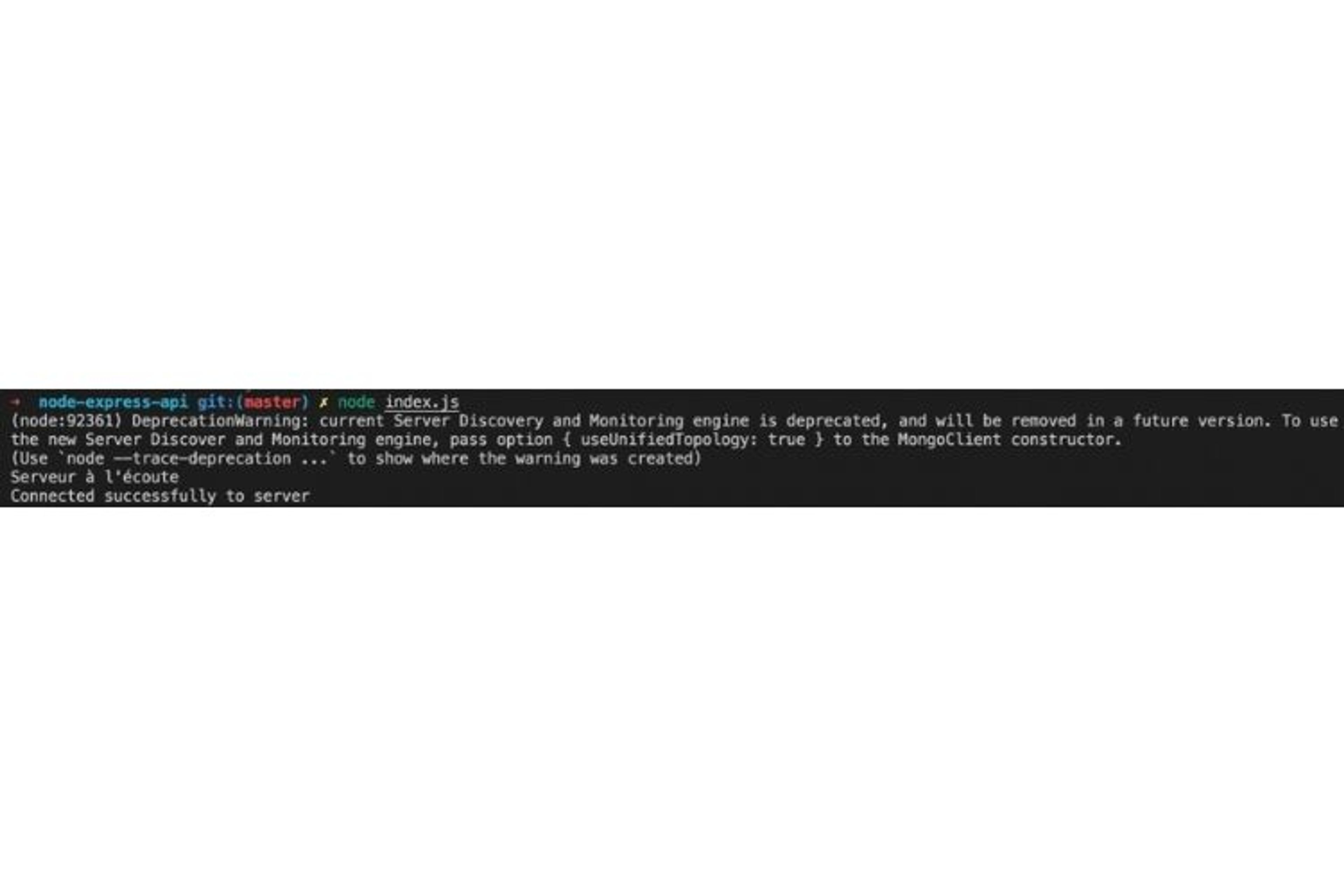 Lancement de notre API Node JS MongoDB
