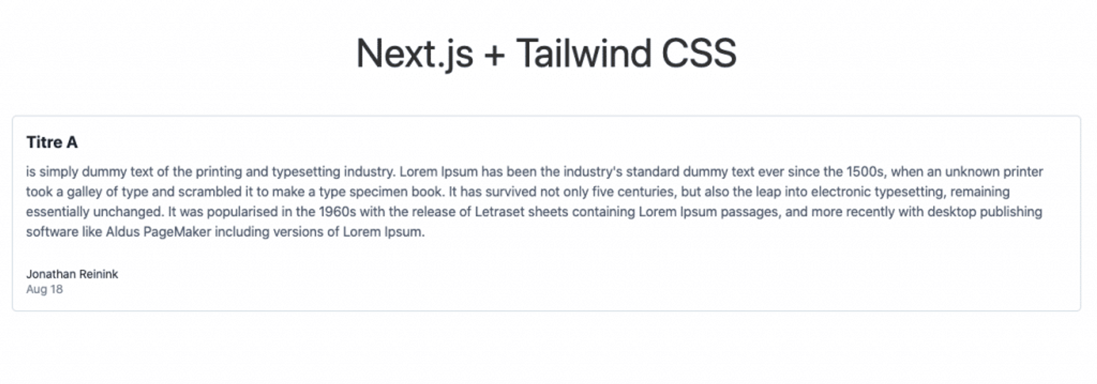 Exemple d'un composant Next JS mis en forme avec tailwindcss