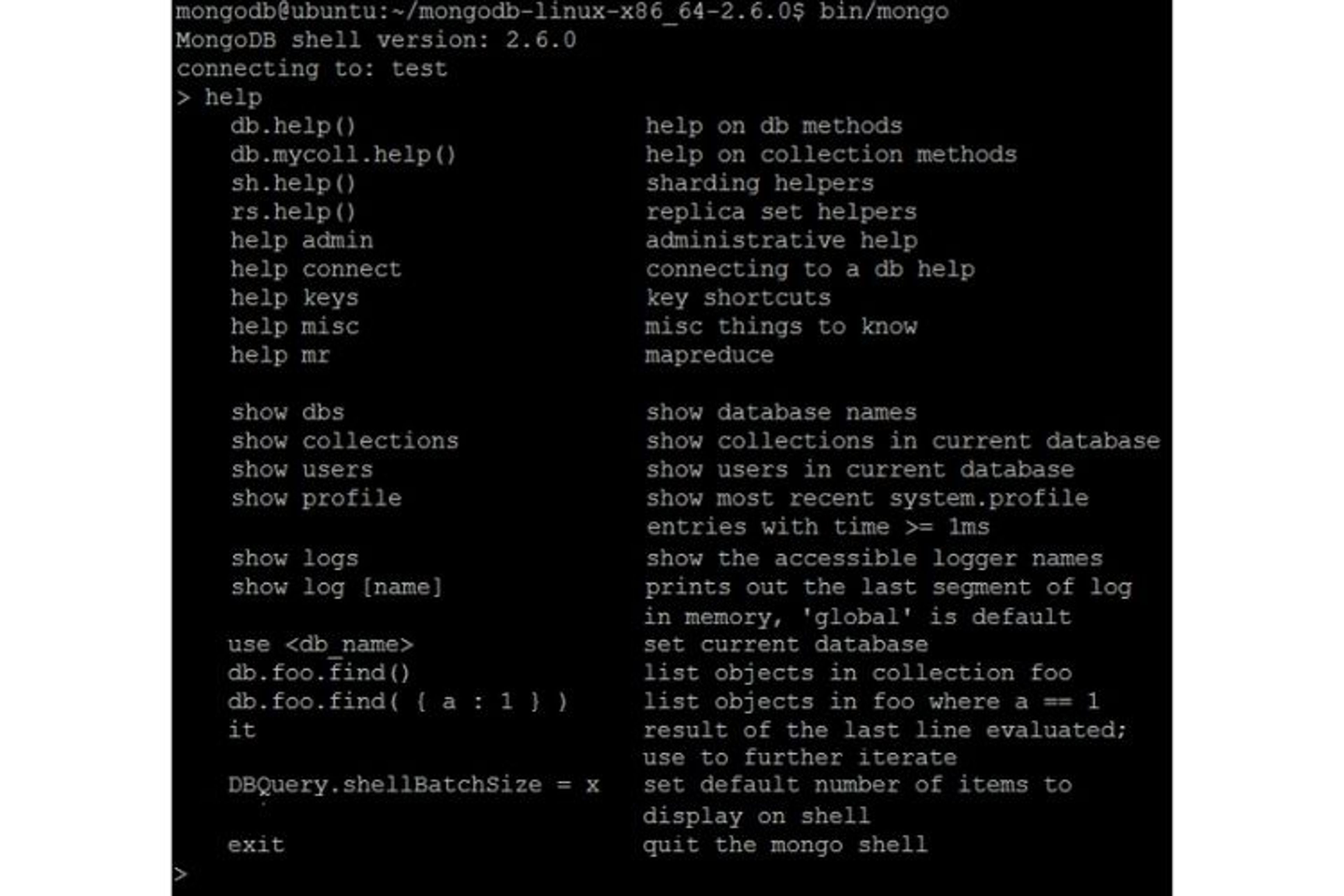 Voici à quoi ressemble le Mongo Shell. Il s'agit d'un terminal MongoDB demandant de l'expérience pour être utilisé correctement.