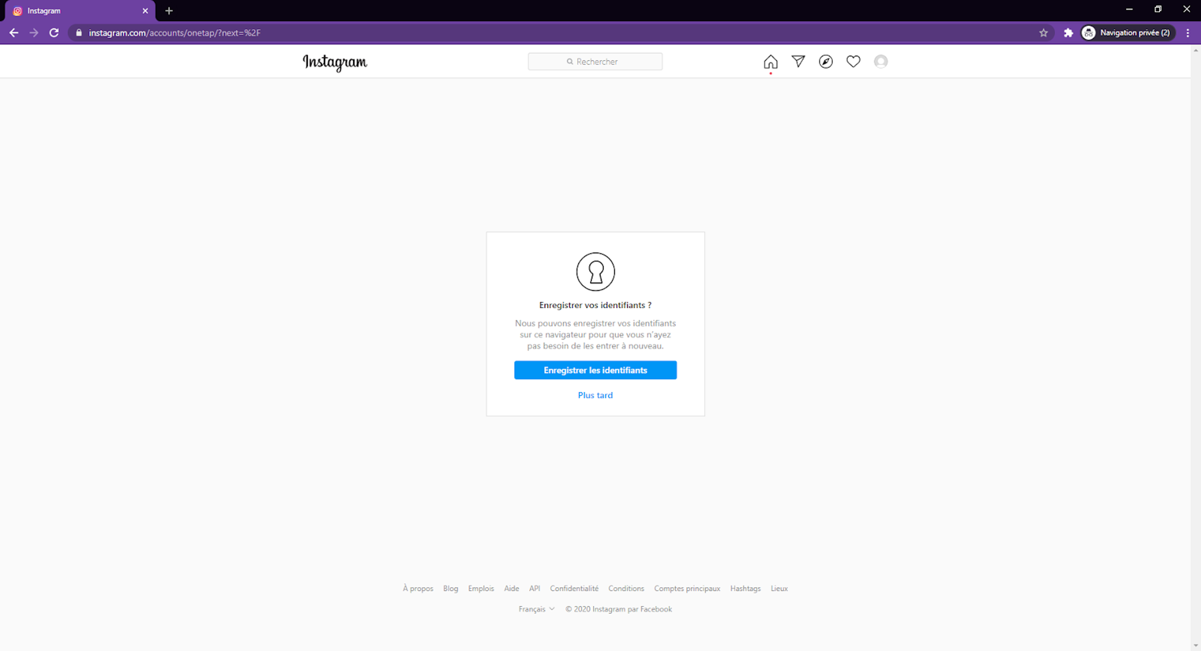 Une nouvelle page apparaît après le chargement