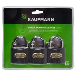 Kaufmann Padlock Steel Set 3 Pc 50Mm