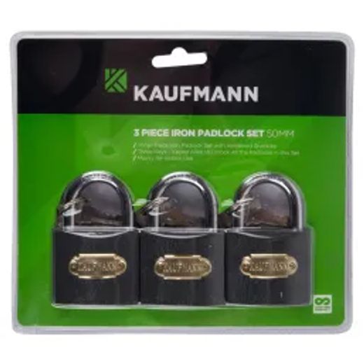 Kaufmann Padlock Steel Set 3 Pc 50Mm