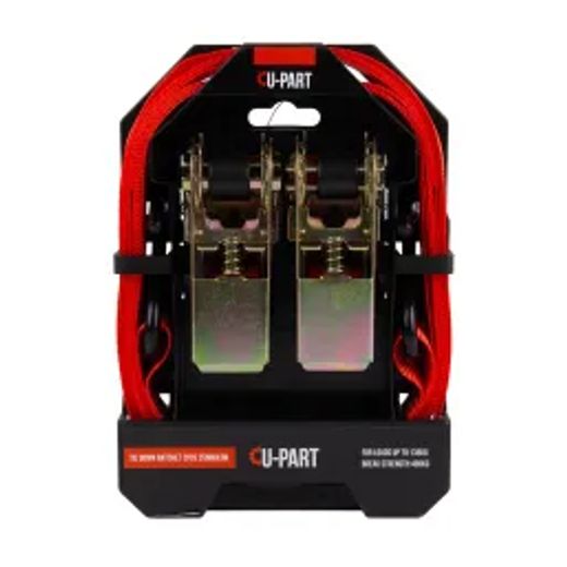 U-Part Tie Down Ratchet 2Pc + Hook 25Mmx3M 136Kg