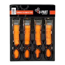 U-Part Tie Down Set Cambuckle 4Pce