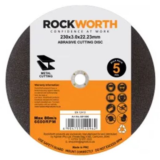 Rockworth Cutting Disc Steel 230X3.0Mm 5Pack
