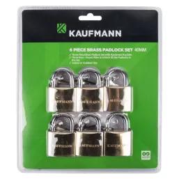 Kaufmann Padlock Brass Set 6 Pc 40Mm