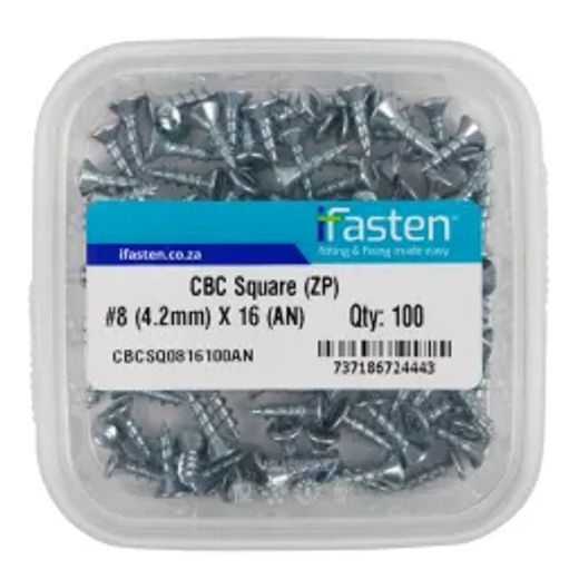 Ifasten Cbc Square No8 Zp 4.2Mmx16Mm 100 Pt