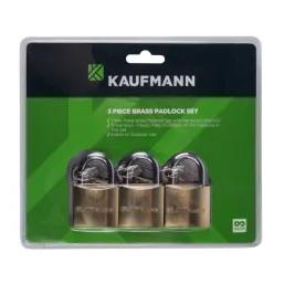 Kaufmann Padlock Brass Set 3 Pc 50Mm