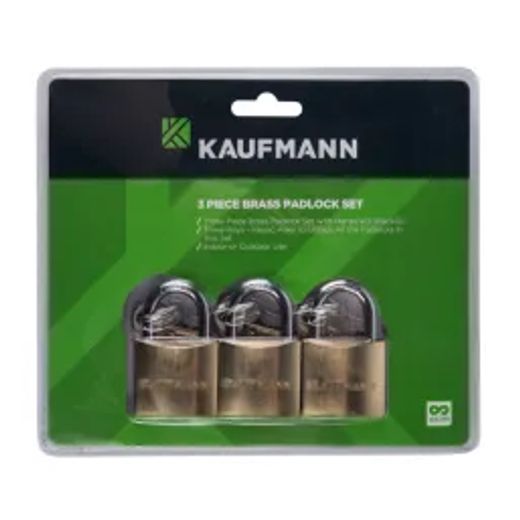 Kaufmann Padlock Brass Set 3 Pc 50Mm