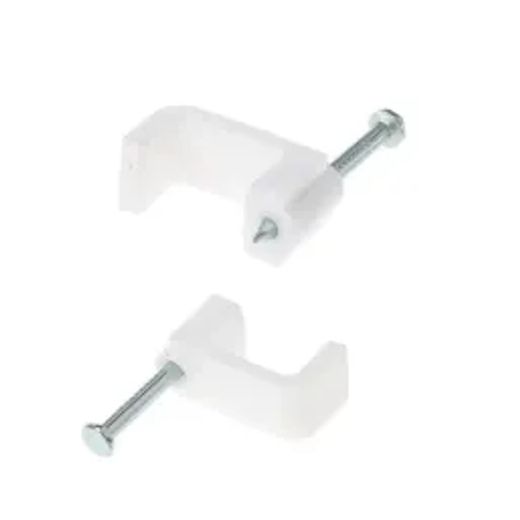 United Electrical Cable Clips Flat 8Mm 100 Pk Whit
