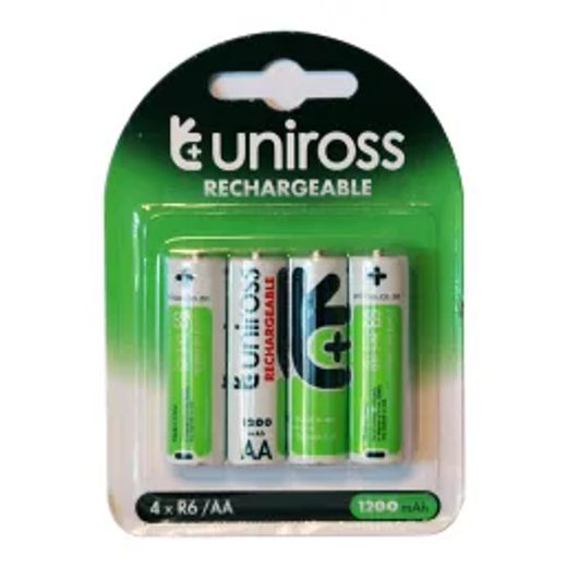 Uniross Battery Rechargeable Aa 1200 Mah 4 Pack