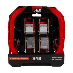 U-Part Tie Down Cam Buckle 4Pc +Hook 25Mmx3M 136Kg