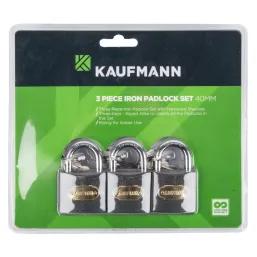 Kaufmann Padlock Steel Set 3 Pc 40Mm
