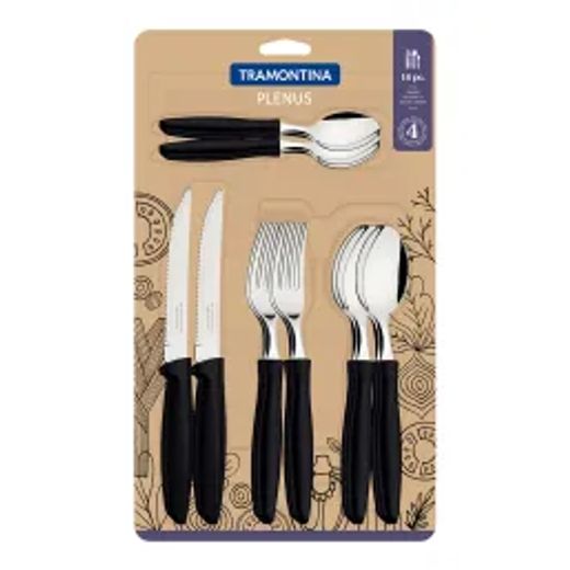 Tramontina Cutlery Tableware Set Plenus 16Pc Black