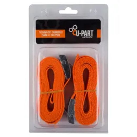 U-Part Tie Down Set Cambuckle 25Mm 2.5M 2Pc