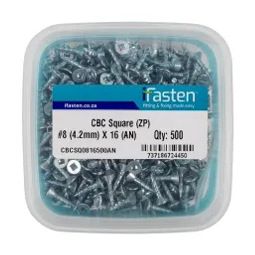 Ifasten Cbc Square No8 Zp 4.2Mmx16Mm 500 Pt + Bit
