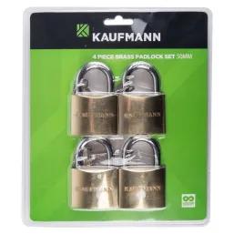 Kaufmann Padlock Brass Set 4 Pc 50Mm