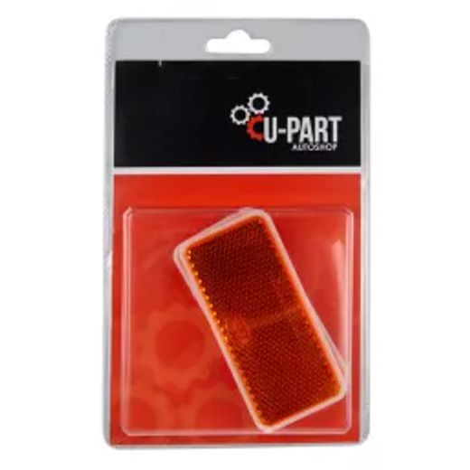 U-Part Reflector Square Stick-On Amber 90Mm 2Pk