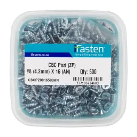Ifasten Cbc Pozi No8 Zp 4.2Mmx16Mm 500 Pt + Bit