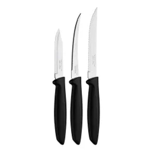 Tramontina Plenus Knife Set Black 3Pc Bp