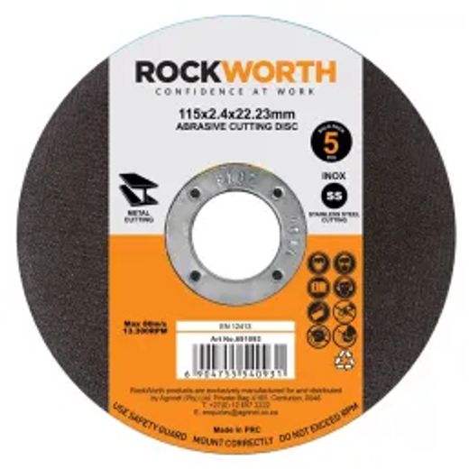 Rockworth Cutting Disc Steel 115X3.0Mm 5Pack