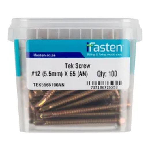 Ifasten Tek Screw No12 5.5Mmx65Mm 100 Pt