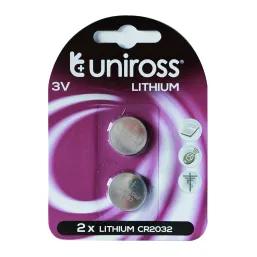 Uniross Battery Lithium Coin 3V Cr2032 2 Pack