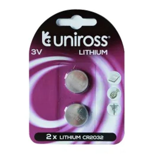 Uniross Battery Lithium Coin 3V Cr2032 2 Pack