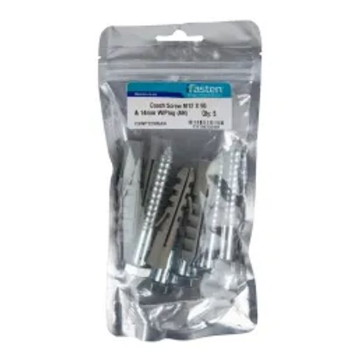 Ifasten Coach Screw M12X90Mm & Wall Plug Grey 5 Pp