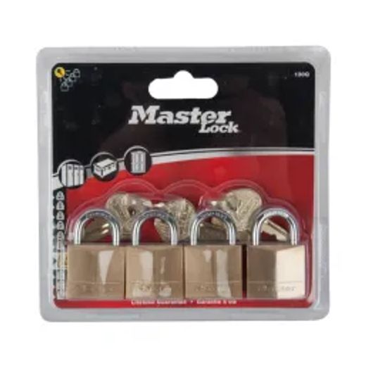 Mackie Master Pad Lock Brass 4Pk 40Mm Keyd Alike