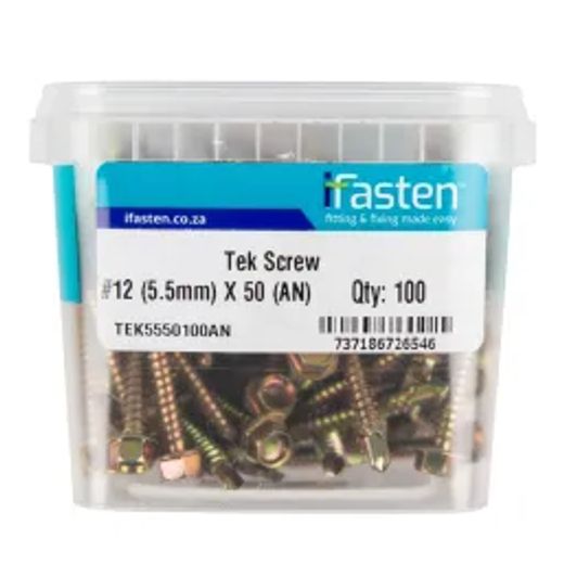 Ifasten Tek Screw No12 5.5Mmx50Mm 100 Pt
