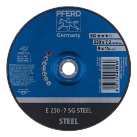 Pferd Grinding Whl Steel Dome 230Mm X7.2Mm Sg