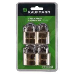 Kaufmann Padlock Brass Set 4 Pc 30Mm
