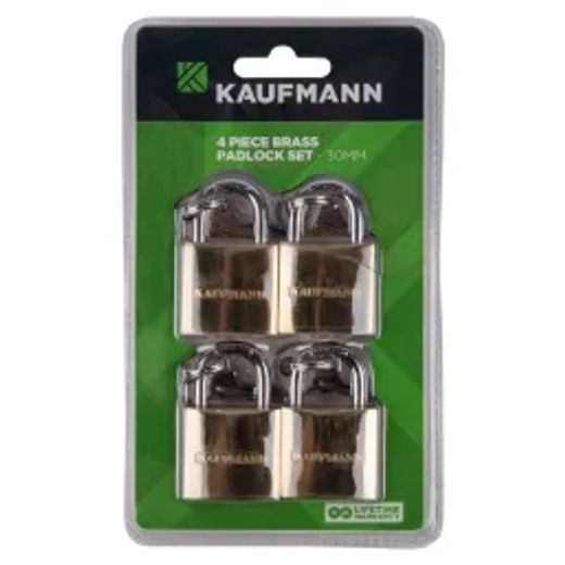 Kaufmann Padlock Brass Set 4 Pc 30Mm