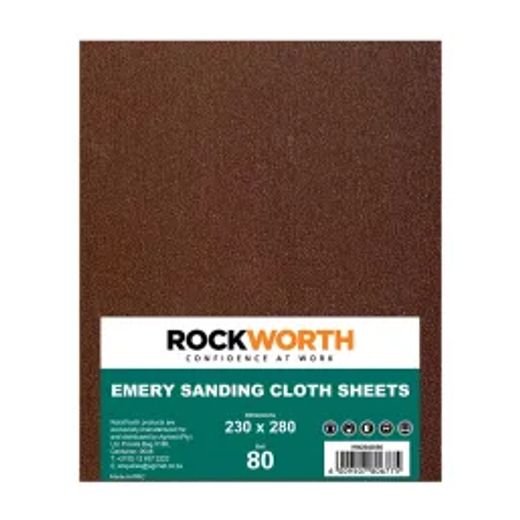 Rockworth Emery Sanding Cloth - 80 Grit (50 Pack)